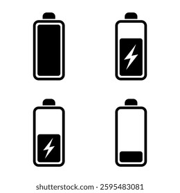 Set of Battery icons, Battery charge level
energy mobile phone, isolated on transparent background, Vector Illustration