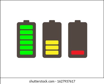 Set of battery icons with different charge levels.