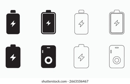 Set of Battery Icons in Different Styles
