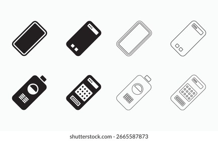 Conjunto de iconos de batería en diferentes estilos
