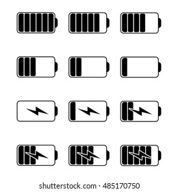 Set of battery icons. Electric battery vector