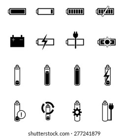 set of battery icons  in flat style and isometric style
