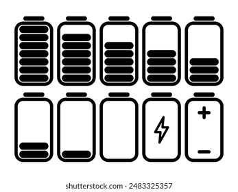Set of battery icons. Battery Symbol Icon Set.