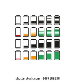 Set Battery indicator icon on white background.Vector illustration