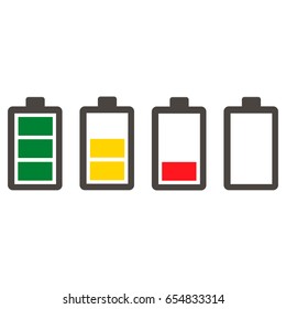 Set of battery with level of charge.
