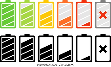 Set of Battery Level Icons