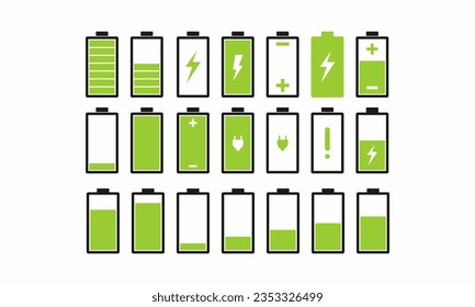 set of battery logo vector icon