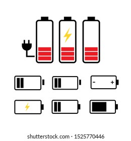 set battery vector icon. Battery load icon. vector illustration on white background.