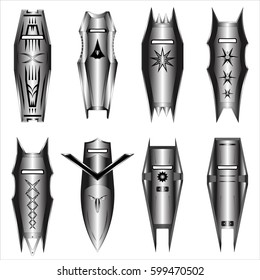 set of battle robot armour shield