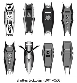 set of battle robot armour shield