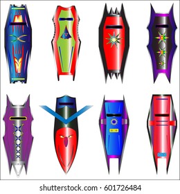 set of battle robot armour shield