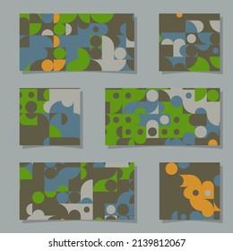 Set of Bauhaus composition artwork made with abstract elements, lines and bold geometric shapes, useful for website background, poster art design, magazine front page, banners, prints cover.