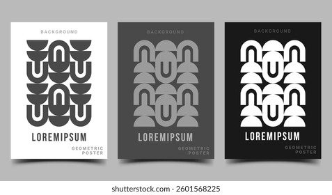Set of Bauhaus geometric bold shape cover template design