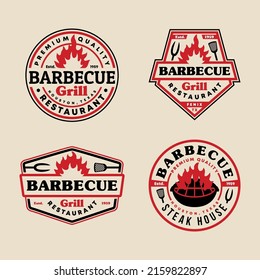 Set Of BBQ Badge Emblem Logo Template Collection 1