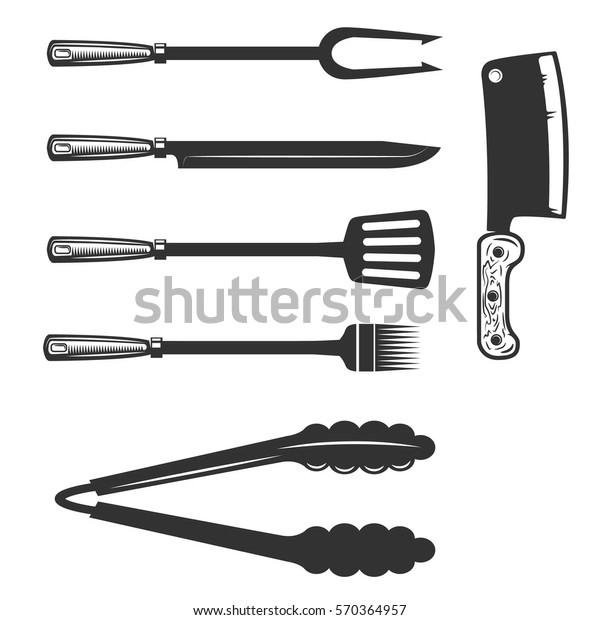Set Bbq Grill Tools Isolated On Stock Vector (Royalty Free) 570364957 ...