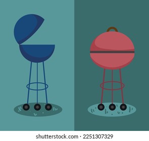 set of bbq grill vector style
