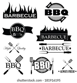 Set of bbq icons isolated on white background, vector illustration