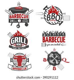 Set of BBQ labels and design elements.