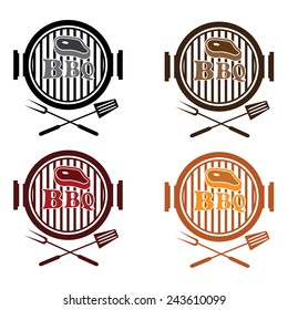 set of BBQ labels vector design template