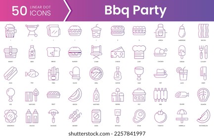 Set of bbq party icons. Gradient style icon bundle. Vector Illustration