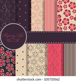 set of beaautiful vector red and blue paper for scrapbook