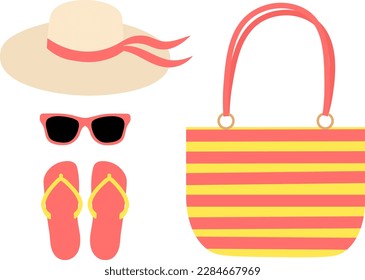 Set beach accessories vector illustration