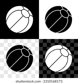 Set Beach ball icon isolated on black and white, transparent background.  Vector