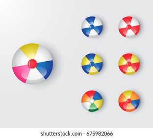 Set Of Beach Ball Vector Illustration Colorful