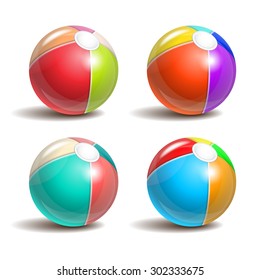Set of Beach balls isolated on a white background. Symbol of summer fun at the pool or seaside. Vector illustration