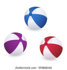 Set Beach Balls. Vector Illustration Three Ball On White Background.