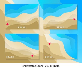 Set von Strandbannern, einfache Illustration von Strand, Sand, Sternen, Strandhintergrund