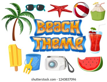 Set of beach element illustration