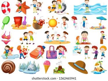 Set of beach element illustration