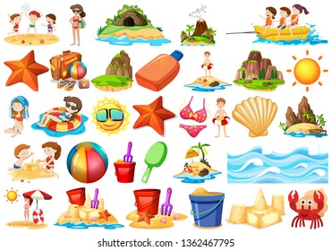 Set of beach element illustration