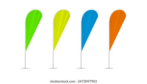 set of beach flags mock up isolated