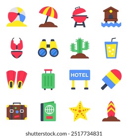 Set of Beach Flat Icons

