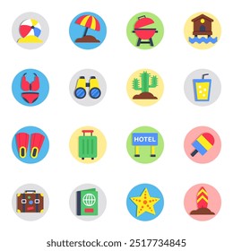 Set of Beach Flat Icons

