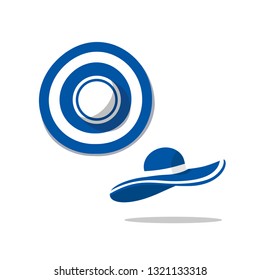 Set of beach hats in flat style. Isolated vector illustration. Objects for summer and travel concepts.