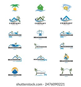 Set of Beach House Icon Logo Design Template