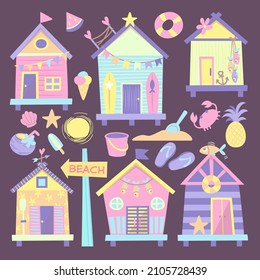 Set of beach house illustration