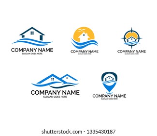 Set of Beach house logo design template