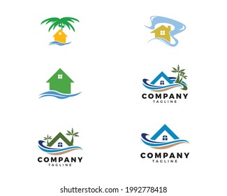 Set of Beach House Logo Design Template