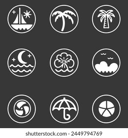 Set of Beach icon simple vector