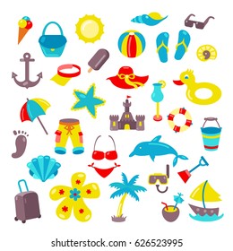 Set of beach icons. Beautiful vector design.