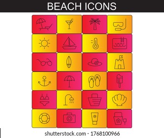 Set Beach Icons summer, vacation, travel