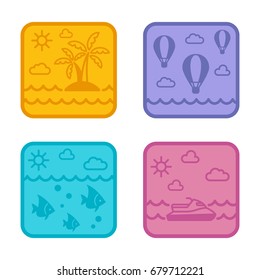 Set of beach icons. Vector illustration