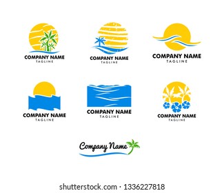 Set of Beach logo design Vector