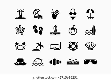 Set of beach logo icon illustration
