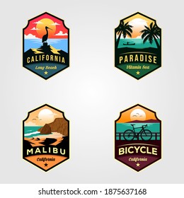 set of beach logo travel illustration designs
