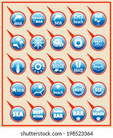 Set of beach map pointers. vector